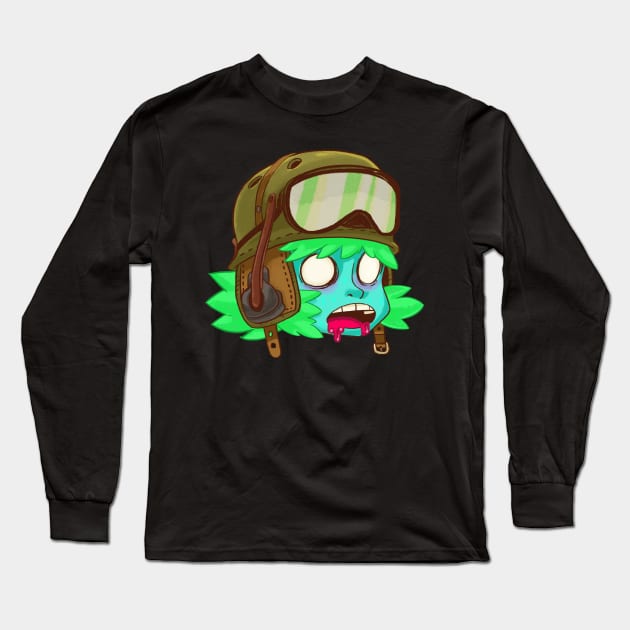 Zombie Tanker Head Long Sleeve T-Shirt by exeivier